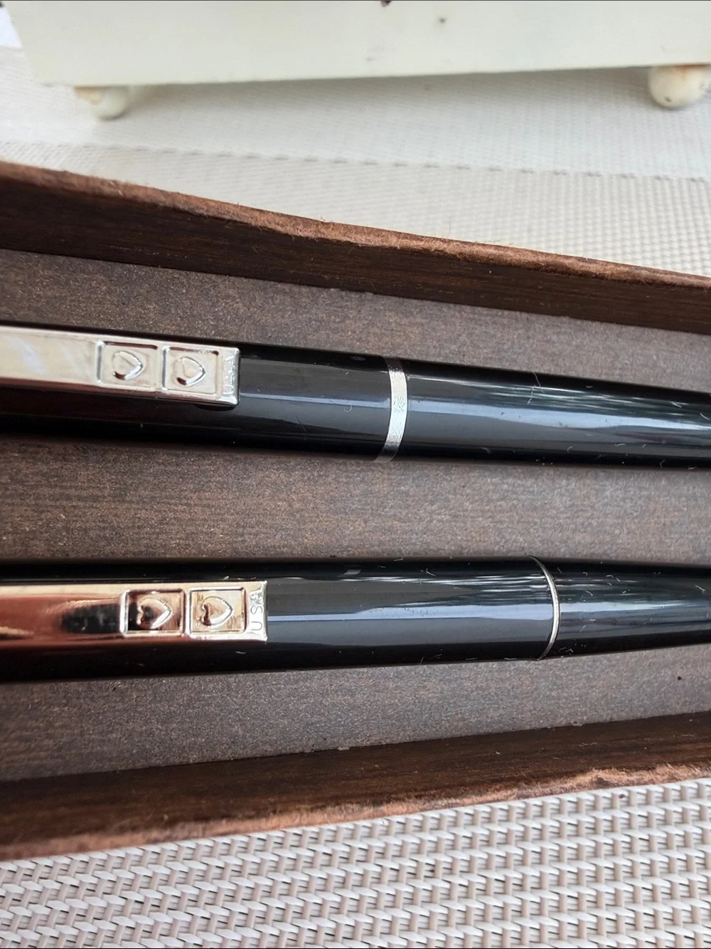 Vintage PAPER MATE black chrome set of two ink pen and pencil RARE FIND